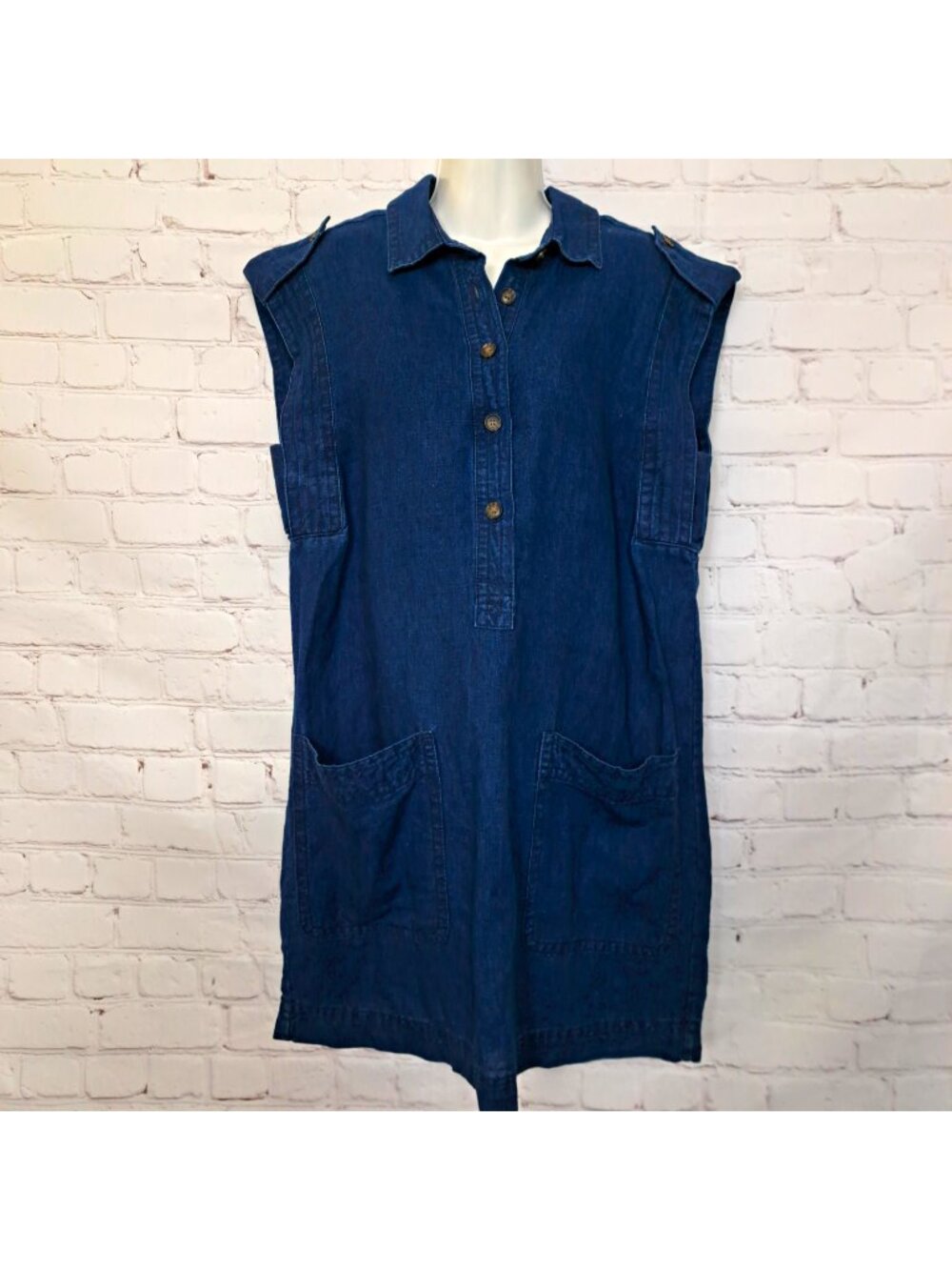 Banana Republic Linen Denim Sleeveless Utility Mini Dress Size Medium